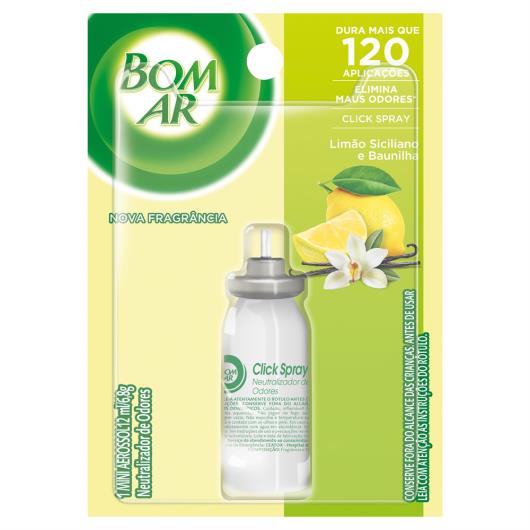 Neutralizador de Odores Limão Siciliano e Baunilha Click Spray Bom Ar Blister 12ml Refil - Imagem em destaque