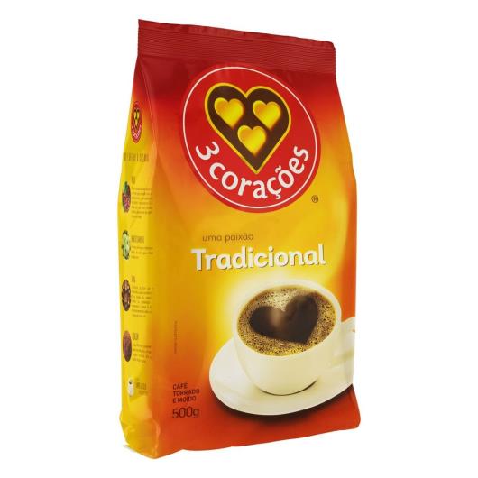 Café Três Corações em Pó Torrado e Moído Tradicional  Pouch 500G - Imagem em destaque