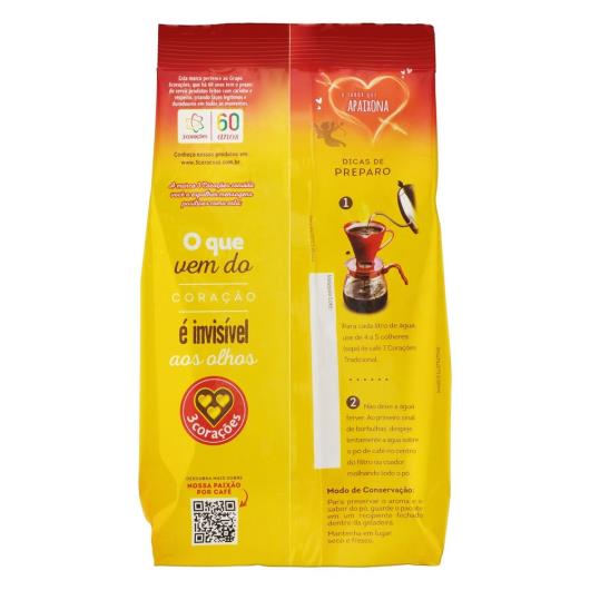 Café Três Corações em Pó Torrado e Moído Tradicional  Pouch 500G - Imagem em destaque