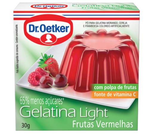 Gelatina em pó Oetker sabor morango silvestre light 30g - Imagem em destaque