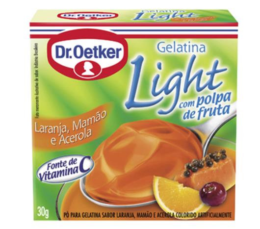 Gelatina em pó Oetker sabor laranja, mamão, acerola light 30g - Imagem em destaque
