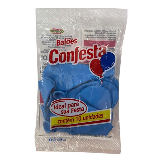Balão Confesta Liso Azul Claro N°6,5 10 Unidades - Imagem em destaque