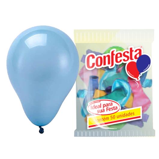 Balão Confesta Liso Azul Claro N°6,5 10 Unidades - Imagem em destaque