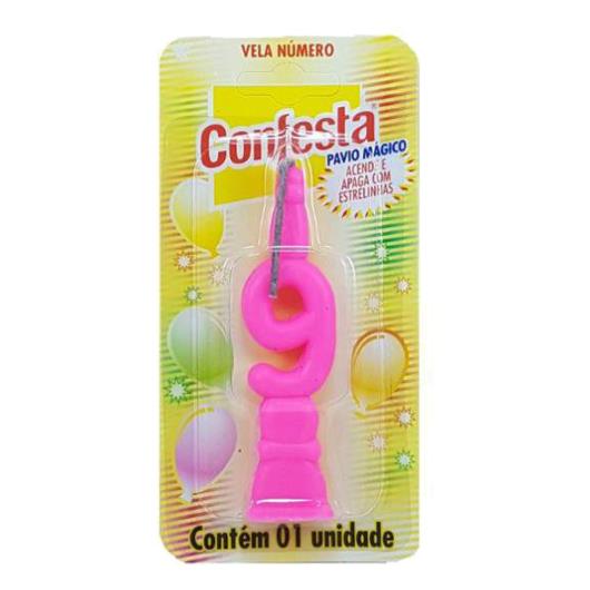 Vela Confesta Rosa Numero 9 - Imagem em destaque
