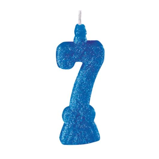 Vela Aniversário Pávio Mágico Azul Confesta Super Número Nº 7 - Imagem em destaque