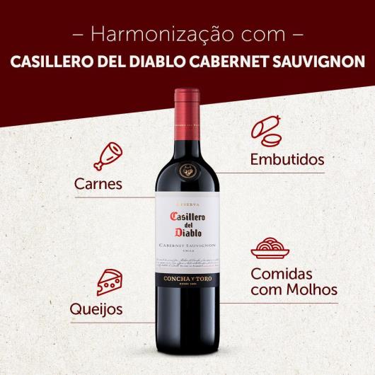 Vinho Chileno Tinto Seco Reserva Casillero del Diablo Cabernet Sauvignon Garrafa 750ml - Imagem em destaque