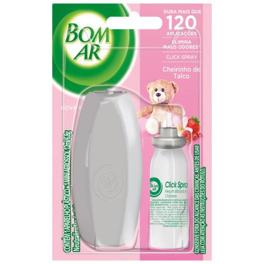 Aromatizador Bom Ar Click Spray Cheirinho de Talco Aparelho + Refil 12ml - Imagem em destaque