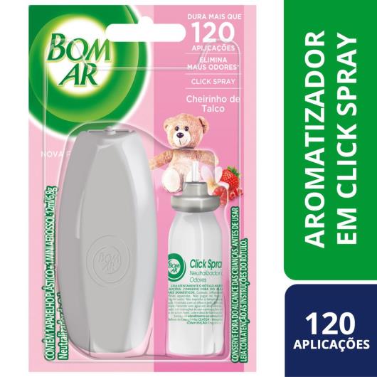 Aromatizador Bom Ar Click Spray Cheirinho de Talco Aparelho + Refil 12ml - Imagem em destaque