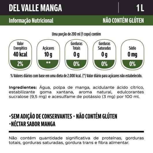 Suco Del Valle Néctar Sabor Manga Sem Açúcar TP 1L - Imagem em destaque