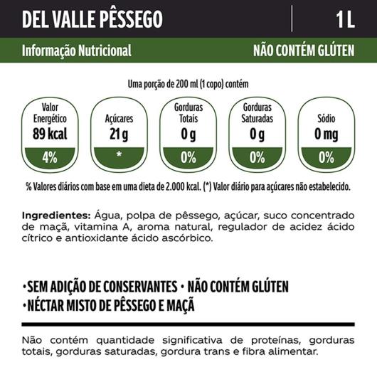 Suco Del Valle Néctar Sabor Pêssego Sem Açúcar TP 1L - Imagem em destaque