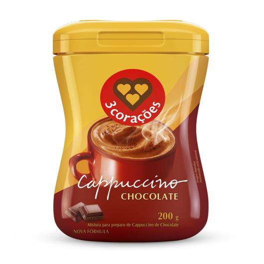 Cappuccino Chocolate Solúvel 3 Corações Pote 200g - Imagem em destaque