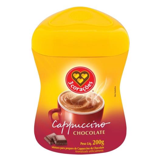 Cappuccino 3 Corações Chocolate Solúvel Pote 200G - Imagem em destaque