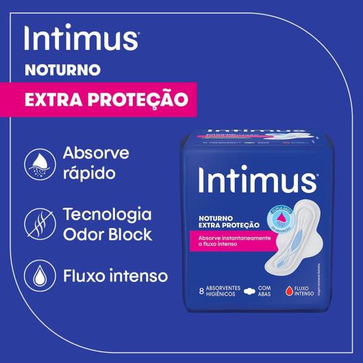 Intimus® Absorvente Noturno Suave C/Abas - 8 UN - Imagem em destaque