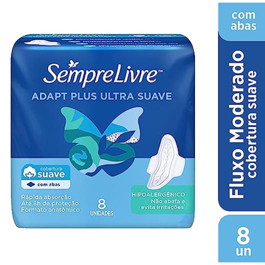 Absorvente com Abas Suave Sempre Livre Adapt Plus Pacote 8 Unidades - Imagem em destaque