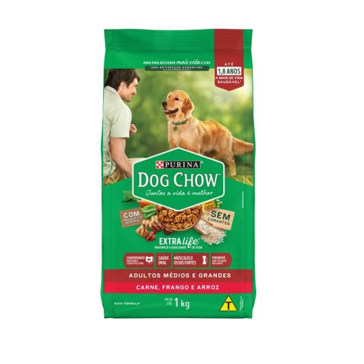 Ração DOG CHOW Cães Adultos Médios e Grandes Carne e Arroz 1kg - Imagem em destaque