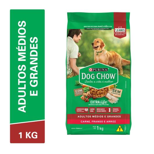 Ração DOG CHOW Cães Adultos Médios e Grandes Carne e Arroz 1kg - Imagem em destaque