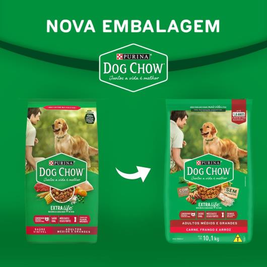 NESTLÉ® PURINA® DOG CHOW® Extralife® Ração Seca para Cães Adultos Médios e Grandes Carne e Arroz 10,1kg - Imagem em destaque