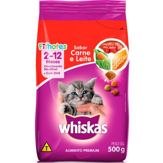 Alimento para gatos filhotes carne e leite Whiskas 500g - Imagem em destaque