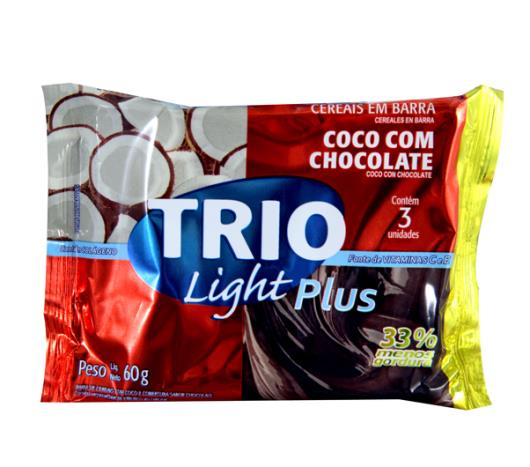 Barra de cereais Trio sabor coco com chocolate light  com 3 unidades60g - Imagem em destaque