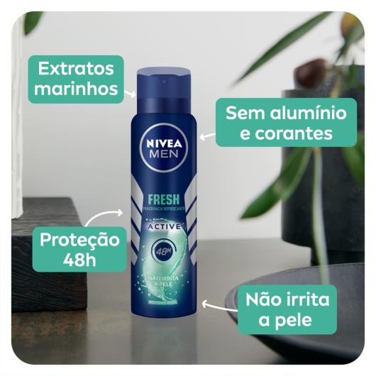 NIVEA Men Desodorante Antitranspirante  Aerosol Fresh Active 150ml - Imagem em destaque