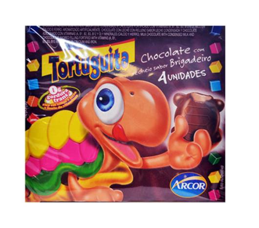 Chocolate Arcor com recheio sabor brigadeiro tortuguita 4 unidades 76g - Imagem em destaque
