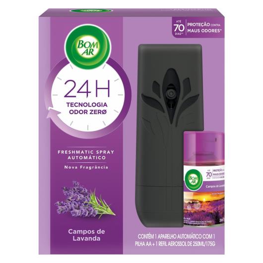 Aromatizador Bom Ar Spray Automático Freshmatic Campos de Lavanda Aparelho + Refil 250ml - Imagem em destaque