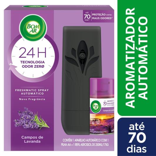 Aromatizador Bom Ar Spray Automático Freshmatic Campos de Lavanda Aparelho + Refil 250ml - Imagem em destaque