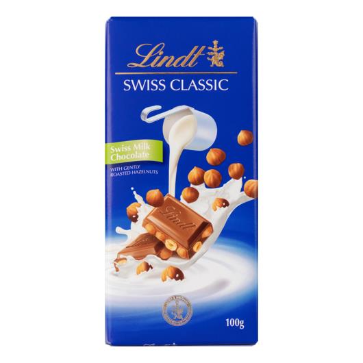 Chocolate Lindt Swiss Classic Tablete ao Leite Com Avelã 100g - Imagem em destaque