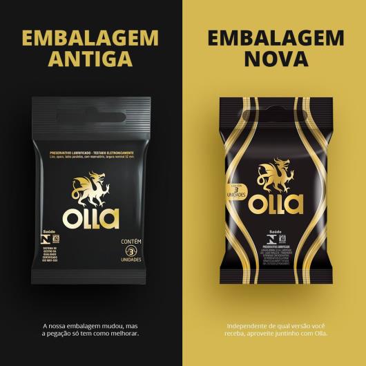 Preservativo Masculino Lubrificado Olla Pacote 3 Unidades - Imagem em destaque