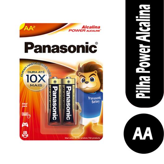 Pilha Panasonic alcalina pequena AA com 2 unidades - Imagem em destaque