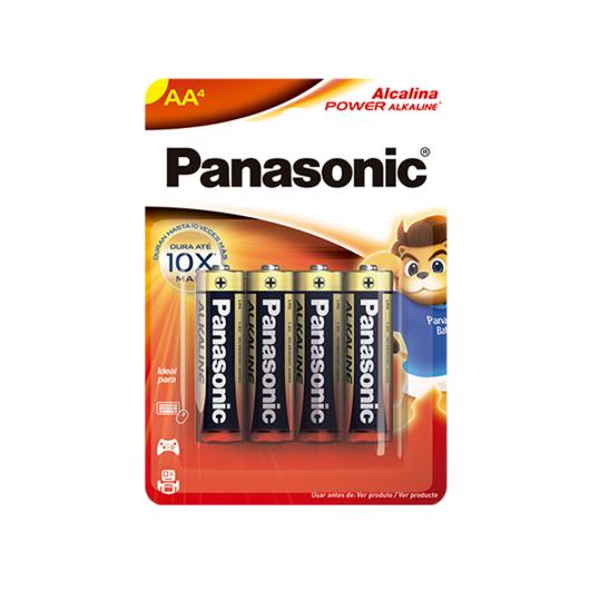 Pilha Panasonic alcalina pequena AA com 4 unidades - Imagem em destaque