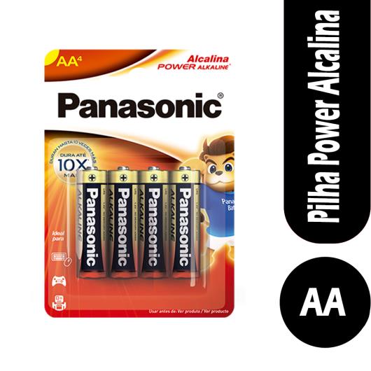 Pilha Panasonic alcalina pequena AA com 4 unidades - Imagem em destaque