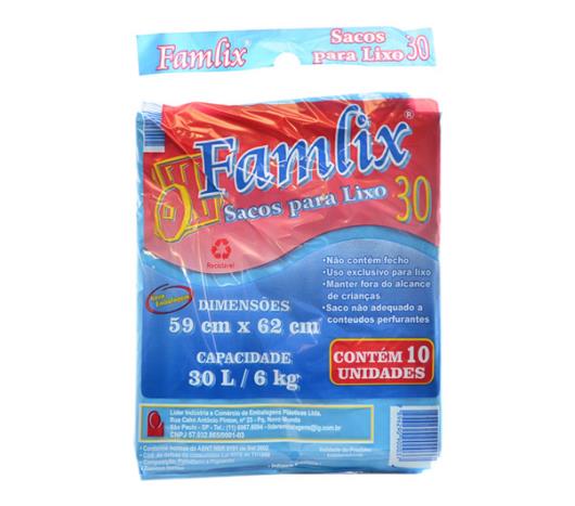 Saco de lixo azul Famlix 30 Litros - Imagem em destaque