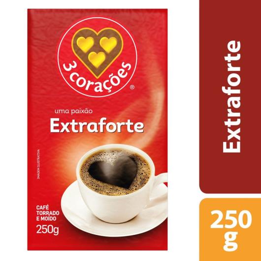 Café 3 Corações Extra Forte em Pó Torrado e Moído à Vácuo 250G - Imagem em destaque