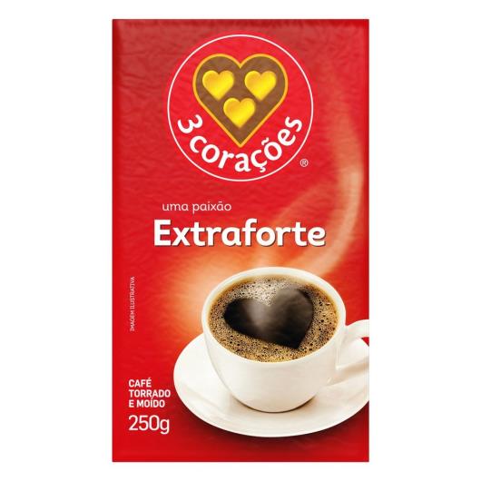 Café 3 Corações Extra Forte em Pó Torrado e Moído à Vácuo 250G - Imagem em destaque