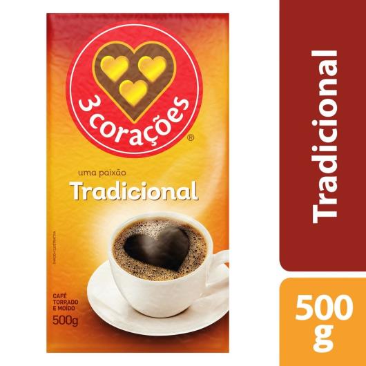 Café Três Corações em Pó Torrado e Moído Tradicional Vácuo 500G - Imagem em destaque