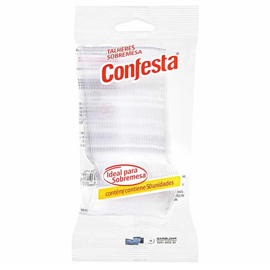 Garfo Plástico Cristal Confesta 50 Unidades - Imagem em destaque