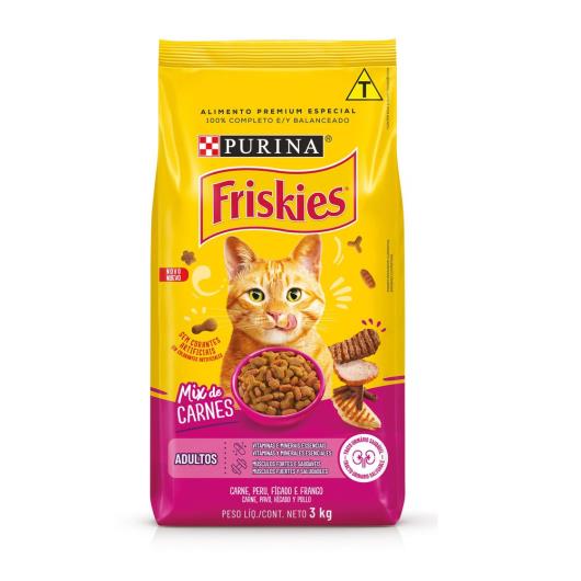 NESTLÉ® PURINA® FRISKIES® Ração Seca para Gatos Adultos Mix de Carnes 3kg - Imagem em destaque