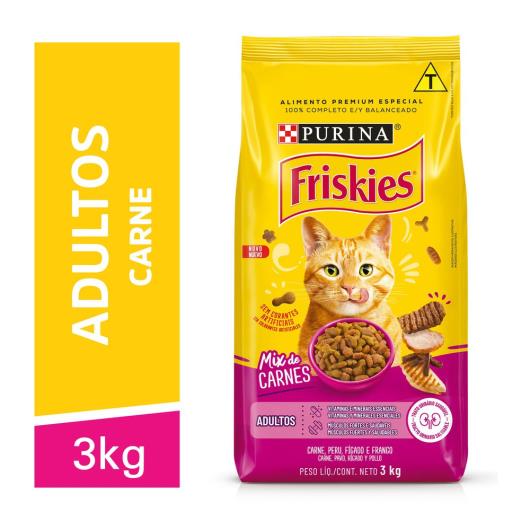 NESTLÉ® PURINA® FRISKIES® Ração Seca para Gatos Adultos Mix de Carnes 3kg - Imagem em destaque