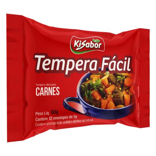 Tempero para Carnes Kisabor Tempera Fácil Pacote 60g 12 Unidades - Imagem em destaque