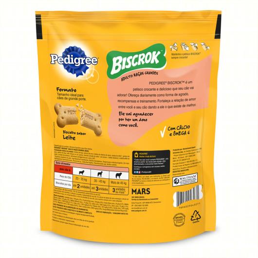 Petisco para Cães Adultos Raças Grandes Leite Pedigree Biscrok Pouch 500g - Imagem em destaque