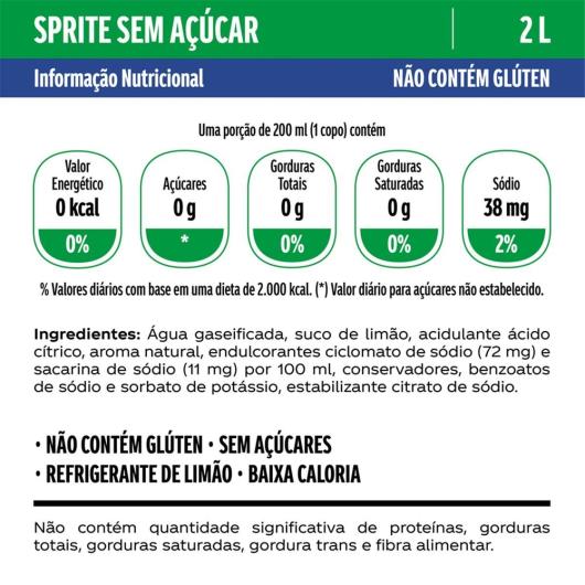 Refrigerante Sprite Sabor Limão Sem Açúcar PET 2L - Imagem em destaque