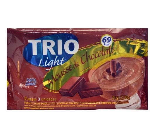 Barra de cereais Trio sabor mousse de chocolate light com 3 unidades 60g - Imagem em destaque