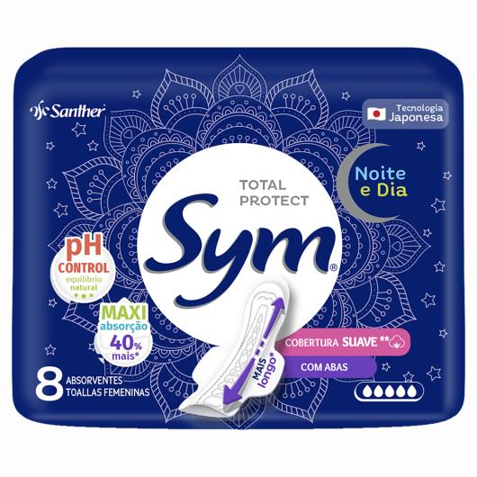 Absorvente com Abas Noite e Dia Suave Sym Total Protect Pacote 8 Unidades - Imagem em destaque