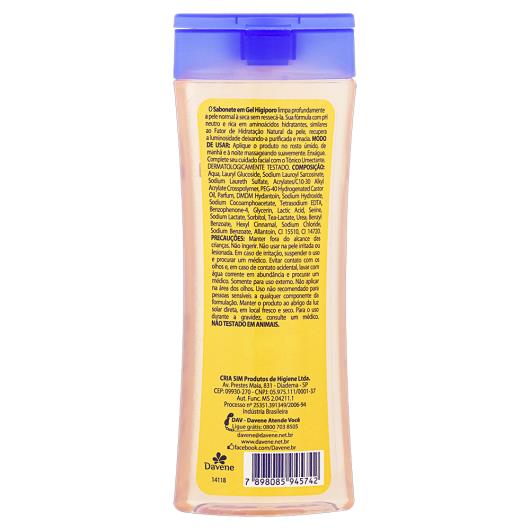 Sabonete em Gel Facial Pele Normal à Seca Davene Higiporo Frasco 120g - Imagem em destaque