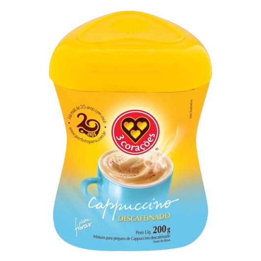 Cappuccino 3 Corações Descafeinado Solúvel Pote 200G - Imagem em destaque