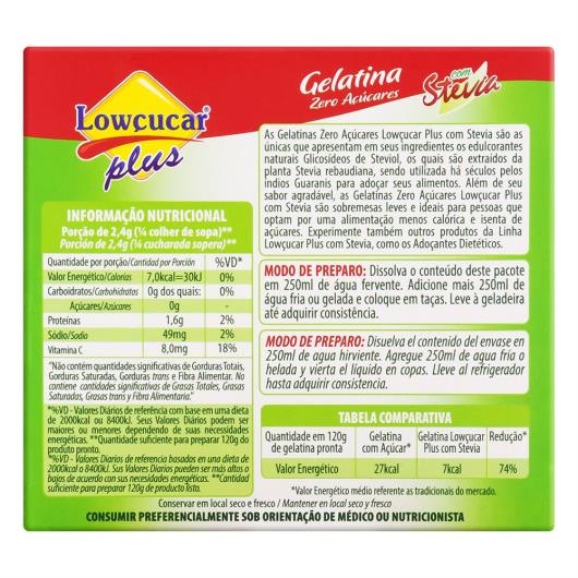 Gelatina em pó Lowçucar Plus Sabor Limão Zero Açúcar Com Stévia 10g - Imagem em destaque