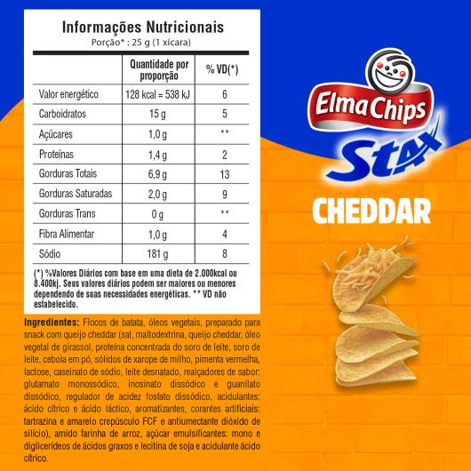 Snack De Batata Cheddar Elma Chips Stax Pote 156G - Imagem em destaque