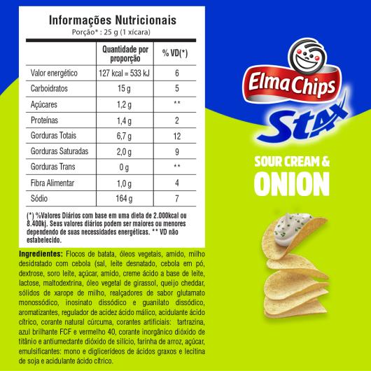 Snack À Base De Batata Com Cebola Stax Elma Chips Pote 156G - Imagem em destaque