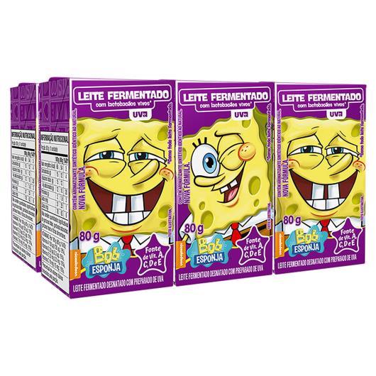 Leite Fermentado Uva Bob Esponja Elegê Pack 6x80g - Imagem em destaque